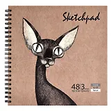 Скетчбук 195*195 48л "ОЗОРНЫЕ ЖИВОТНЫЕ" тв.переплёт, гребень, бел.офсет, крафт-бумага, серый офсет