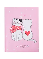 Записная книжка А6 48л лин. "Кошачьи нежности" 7БЦ с поролоном, мат.ламинация, выб.лак, блестки «Перламутр»