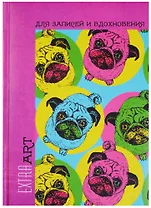 Книга для записей А5- 96 листов "Extra Art. Разноцветные мопсы" (творческая)