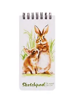 Скетчбук 105*220 80л "Кролики" белый офсет, 160г/м2, тв.обложка, широкая евроспираль