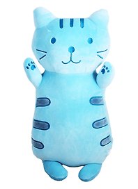 Мягкая игрушка Котик на спине, бирюзовый (45х20)