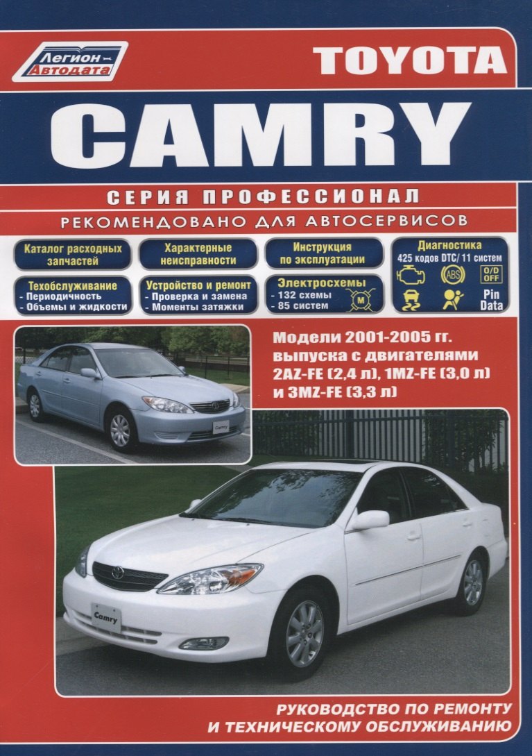 Toyota Camry. Модели 2001-2005 гг. выпуска с двигателями 2AZ-FE (2,4 л), 1MZ-FE (3,0 л) и 3MZ-FE (3,3 л). Руководство по ремонту и техническому обслуживанию
Toyota Camry. Модели 2001-2005 гг. выпуска с двигателями 2AZ-FE (2,4 л), 1MZ-FE (3,0 л) и 3MZ-FE (3,3 л). Руководство по ремонту и техническому обслуживанию