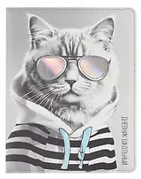 Дневник шк. "Кот в худи" кожзам, тв.переплёт, поролон, аппликация, полноцв.печать, одно ляссе, загругл.углы, универс.шпаргалка