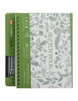 Скетчбук для графики 17,5*25 40л "Ладога" зеленый, жестк.обложка, настольный, 160г/м2, 100% целлюлоза