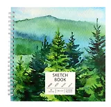 Скетчбук 195*195 40л "Акварельный пейзаж" белый офсет, 140г/м2, тв.обложка, евроспираль