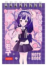 Блокнот А7 60л кл. "Неко-Тян аниме" мел.картон, гребень, ассорти