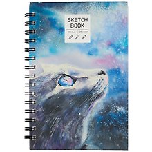 Скетчбук А5 100л "Космос" белый офсет, 100г/м2, евроспираль
