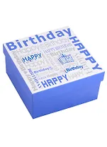 Коробка подарочная "Happy birthday" синяя, 15*15*8,5см, картон