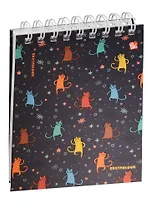 Скетчбук A6 80л "Кошачьи танцы" белый офсет, нелинованн., 100г/м2, тв.обложка, широкая евроспираль, Listoff