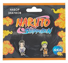 Набор значков Naruto Чибики Шиппуден Саске (металл) (2 штуки)