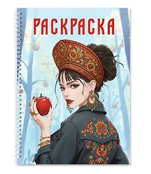 Раскраска. Девушка в кокошнике