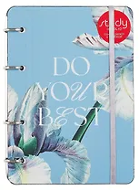 Тетрадь 120л кл. "Blossom", синий, на кольцах, шелкография, обл. кож.зам