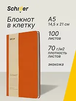 Книга для записей А5 100л кл. оранжевый, интегр., тонир.блок, резинка, ляссе, Schiller