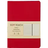 Записная книжка А6 80л "Soft Touch. Пламенный красный" иск.кожа, инт.обл., лин., тчк., нелин., ляссе, инд.уп.