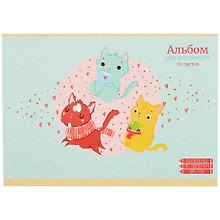 Альбом для рисования «Компания котиков» Listoff А4, 20 листов, скрепка