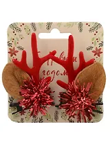 Заколки новогодние Рожки олененка с ушками и мишурой (2шт) (текстиль) (12-6142-HNY22)