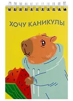 Блокнот А6 60 листов, клетка, "Капибара" гребень