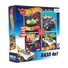 Набор пазлов «4в1 Hot Wheels» 9+16+25+36 элементов, Origami