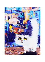 Холст с красками по номерам Задумчивый белый кот (Х-6543) (30х40см) (18цв) (Рыжий Кот) (3+) (коробка)