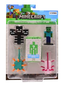 Коллекционные фигурки Minecraft Иссушитель,Страж,Зомби,Асколотль,Скрытый персонаж (MC2040C)