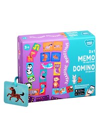 Настольные игры. Мемо Домино. Забавные животные. 2 в 1