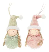 Новогоднее подвесное украшение Девочка-помпончик в шапочке (текстиль) (8см) (12-06277-NY-7)