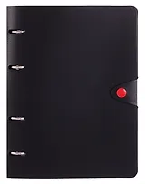 Тетрадь 80 листов, клетка, "Favorite Black. No 4" на кольцах, сменный блок, на кнопке