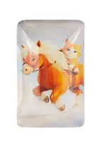 Новогодний магнит Лошадь и котик (3,5х5,5) (стекло)