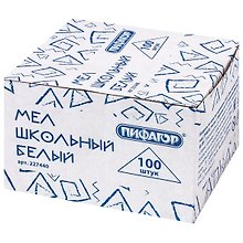 Мелки белые 100шт квадратные, к/к, Пифагор