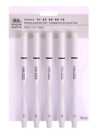 Линеры 5 штук, 0,1/0,3/0,5/0,8/1 мм, Winsor&Newton