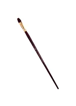 Кисть художественная Вернисаж, синтетика бордовая, плоскоовальная, длинная ручка №12, Гамма