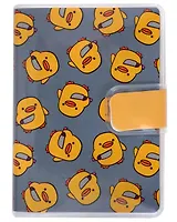 Записная книжка А7 80л кл. "Уточка с ножом" в ПВХ-обложке, на кнопке