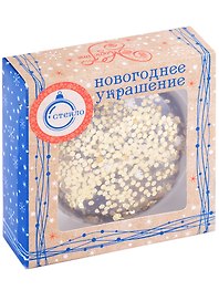 Елочный шар НГ медальон Месяц и звезды (черный) (стекло) (8,5х8)