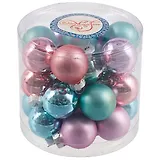 Набор маленьких елочных шариков в тубусе (пастель) (стекло) (2,5 см) (24 шт)