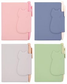 Записная книжка «DIY Cats», А7, 88 листов, магнитный клапан, ручка гелевая черная, лист наклеек, в ассортименте