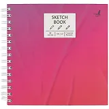 Скетчбук 195*195 80л "Glued Paper" белый офсет, 100г/м2, тв.обложка, широкая евроспираль