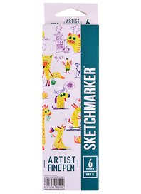 Ручки капиллярные 6цв Artist fine pen Basic 5, к/к, Sketchmarker