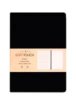 Книга для записей А5 80л "SOFT TOUCH. Угольно-черный" интегр.обл., иск.кожа, офсет 70г/м2, тонир.комбин.блок (в лин., точку, без лин.), скругл.углы, цв.форзацы, цв.торец