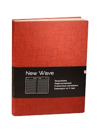 Ежедневник недат. А5 136л "New Wave" красный, иск.кожа, интегр. обл, Listoff