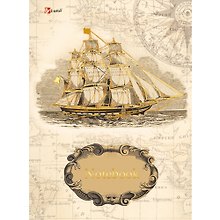 Тетрадь 120л кл. "Старинный корабль" на кольцах, офсет, 7БЦ, смен.блок, тисн.фольгой., инд.уп., Listoff