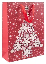 Пакет А3 32*42*11,5 "Елочка на красном" НГ, бум.мат.ламинат