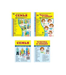 Демонстрационные картинки СУПЕР. Семья, чувства и эмоции (комплект из 2-х наглядных материалов в папках + 2 набора карточек)
