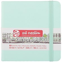Скетчбук 12*12 80л "Art Creation" мятный, нелинованн. 140г/м2, слоновая кость, тв.обл., Royal Talens