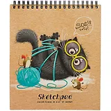 Скетчбук 168*195 40л "Глупый кот" крафт бумага 80г/м2, карт.обл., тв.подложка, гребень