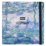 Скетчбук 200*200 80л "Клод Моне. Кувшинки" белый офсет 100г/м2, тв.подложка, мат.ламинация, резинка, ляссе