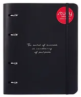 Тетрадь 120л кл. "Quote", черный, на кольцах, тиснение фольгой белое золото, обл. кож.зам