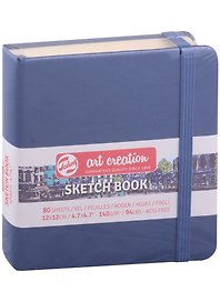 Блокнот для зарисовок 12*12см 80л "Art Creation" 140г/м2, 7БЦ, Синий морской, Fabriano