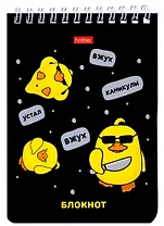 Блокнот А6 40л кл. "УтяКря" мел.картон, УФ-лак, гребень, ассорти