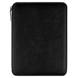 Ежедневник-органайзер недат. А5+ 120л "Шеврет экстра" черный, тв.переплёт с поролоном, иск.кожа, на молнии, ляссе, ПВХ-коробка