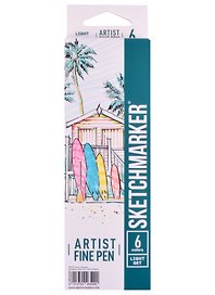Ручки капиллярные 6цв Artist fine pen Light Colors, к/к, Sketchmarker